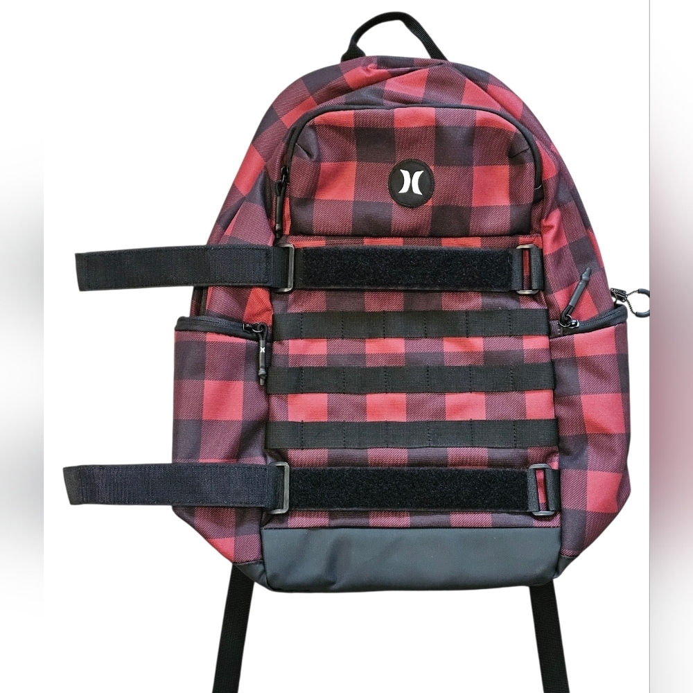 Hurley Red and Black Checkered Men's Skateboared Backpack, 15" And NEW! - Picture 5 of 11